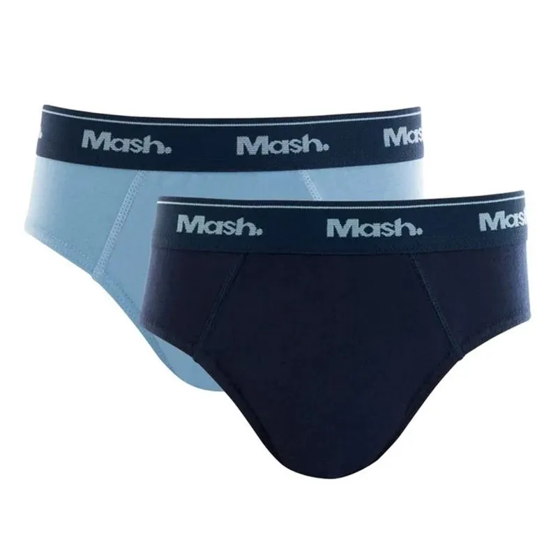 KIT 2 CUECA SLIP INFANTIL MASH REPET 113.04 AZUL MARINHO/ AZUL CLARO P