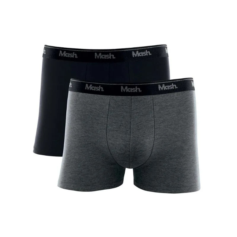Kit 2 Cuecas Boxer Cotton Plus Size Cinza Mescla Escuro XGG