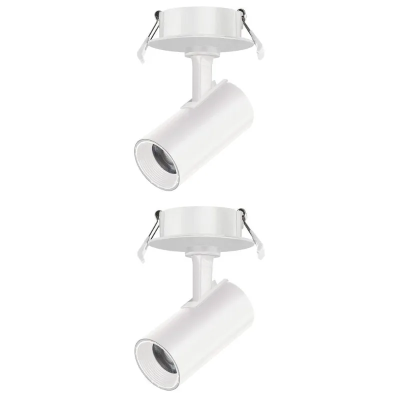 2 Spot Direcionável Embutir 7w Branco Bivolt 3000k Foxlux