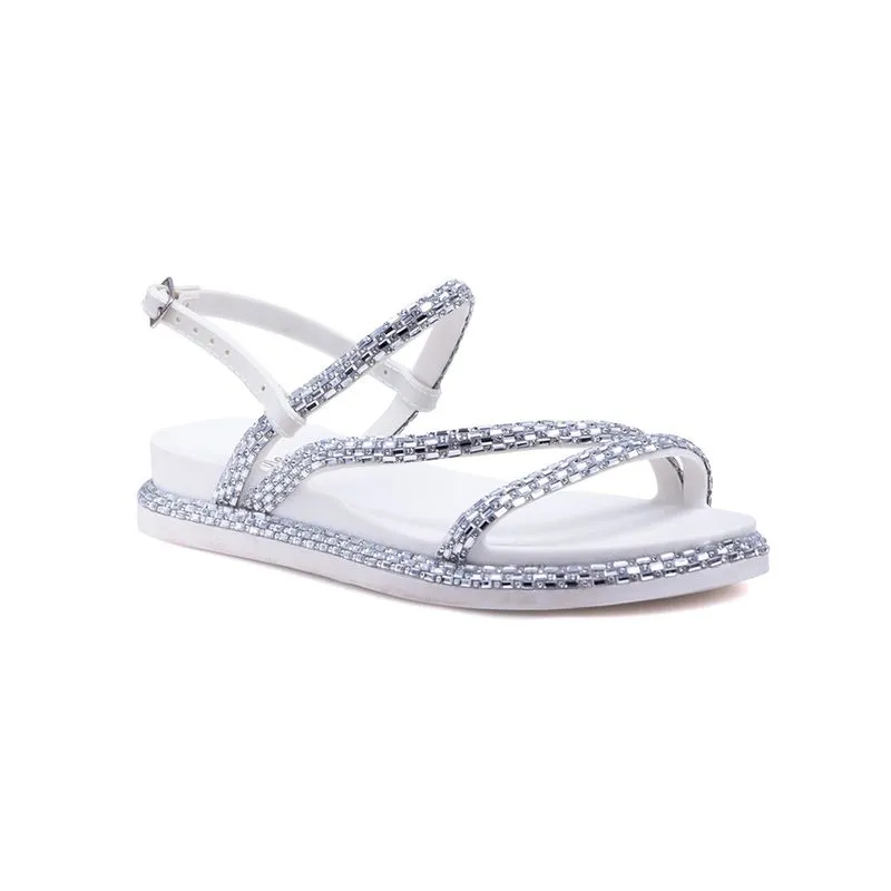 Sandalia Feminina yes Vc + Linda Ainda em Creme Crystal
