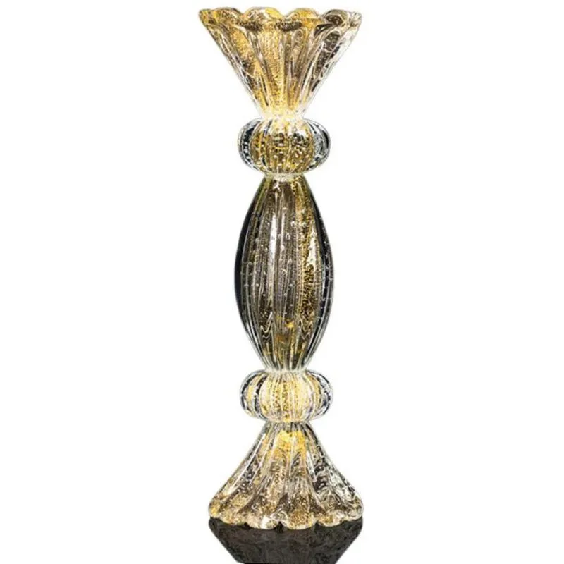 Castiçal Em Cristal Murano Com Ouro 24k - São Marcos 50cm