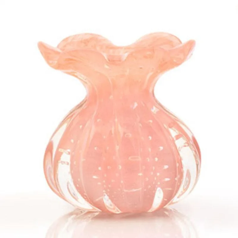 Vaso Trouxinha Em Cristal Murano Rosa - São Marcos 12Cm