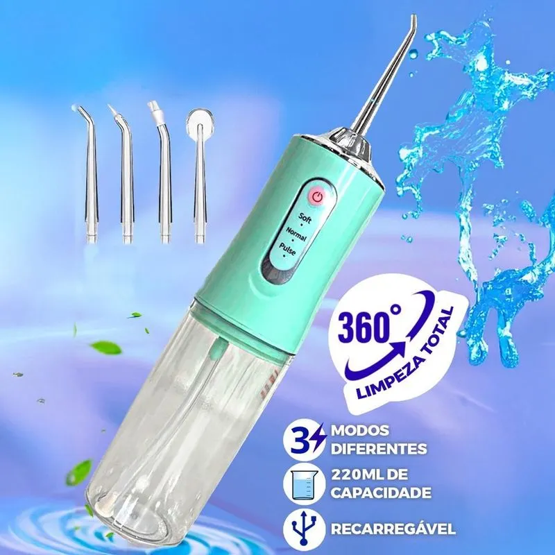 Aparelho Bucal Jato Potente Bivolt Limpeza Profunda Dentes