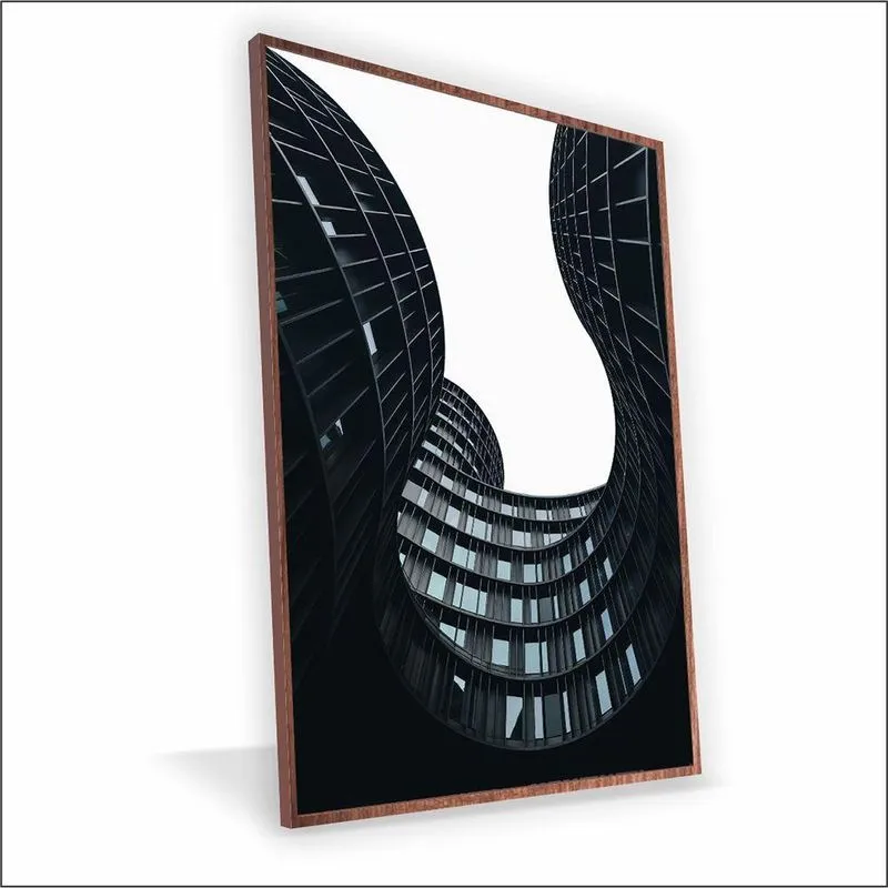 Quadro Prédio Desconstruido Canvas Com Vidro Tamanho-moldura 70x50 Caixa Cor Madeira