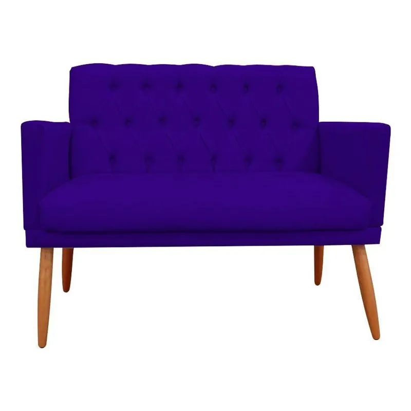 Poltrona Namoradeira Nina Retro Suede Pés Palitos Azul Royal