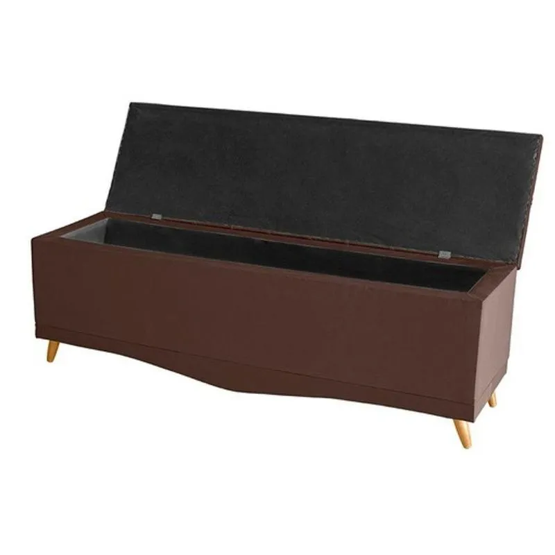 Calçadeira Baú Decorativo Madri Casal 140cm Suede Pés Palito Rosê