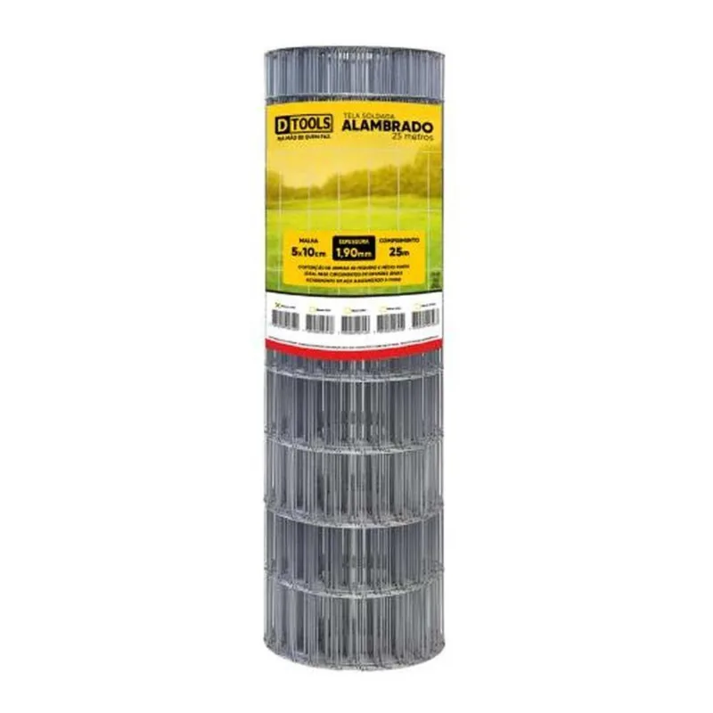 Tela Alambrado 25x1,00m Fio 1,9mm Malha 5x10cm - Dtools