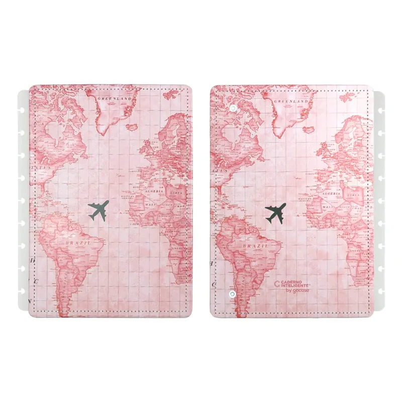 Capa e Contracapa By Gocase Mapa Mundi Rosa Médio