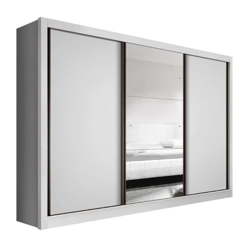 Guarda Roupa Casal Europa Com 3 Espelho 3 Portas Minastex Branco