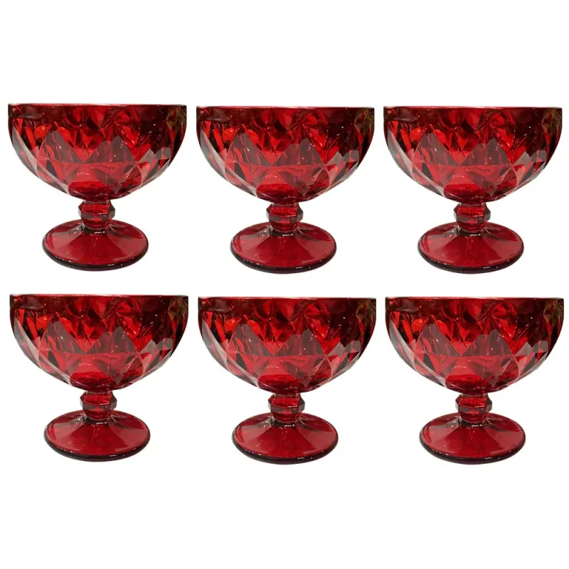 Jogo de 6 Taças em Cristal Diamond Rubi para Sobremesa - 310ml-38645-Prime Home Decor-Prime Home Decor