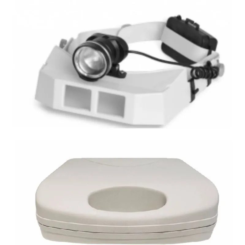 KIT LUPA DE CABEÇA PALA COM FOTOFORO LED POWER RECARREGAVEL COM VISOR ARTICULADO E KIT COMPLETO DE LENTES E MALETA ESTEK BIVOLT
