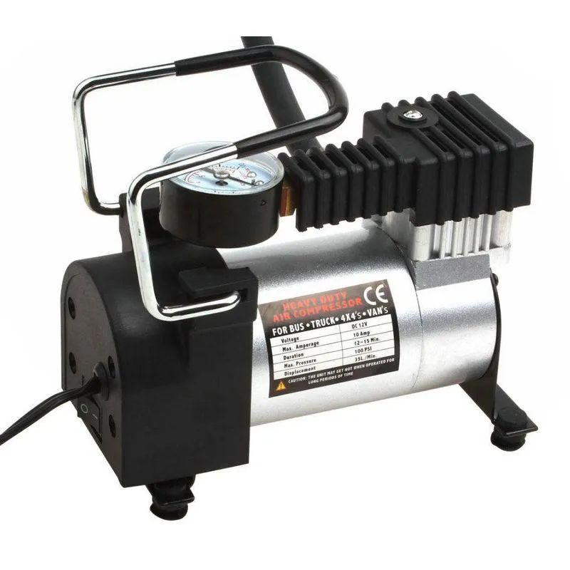 Mini Compressor De Ar Metal 12v Com Manometro Profissional