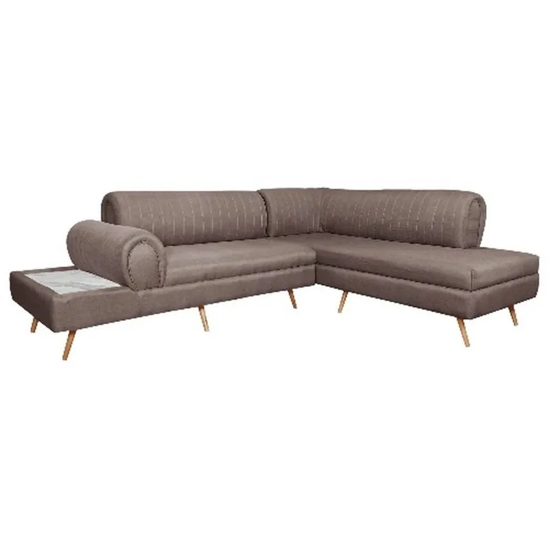 Sofá De Canto Aga Jaguar Espuma D28 Chaise E Pedra Em Porcelanato (MP)