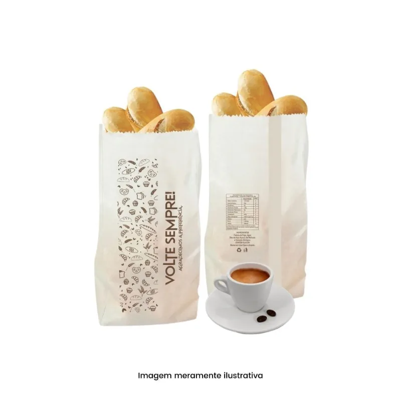 Saco Para Pão Kraft De Papel Branco De 2kg Com Impressão 201cvolte Sempre201d Com 500 Unidades