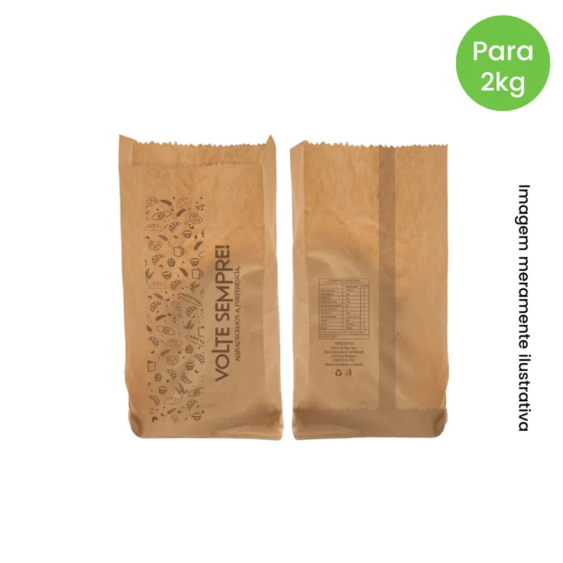 Saco Para Pão Kraft De 2kg Com Impressão 201cvolte Sempre201d Com 500 Unidades