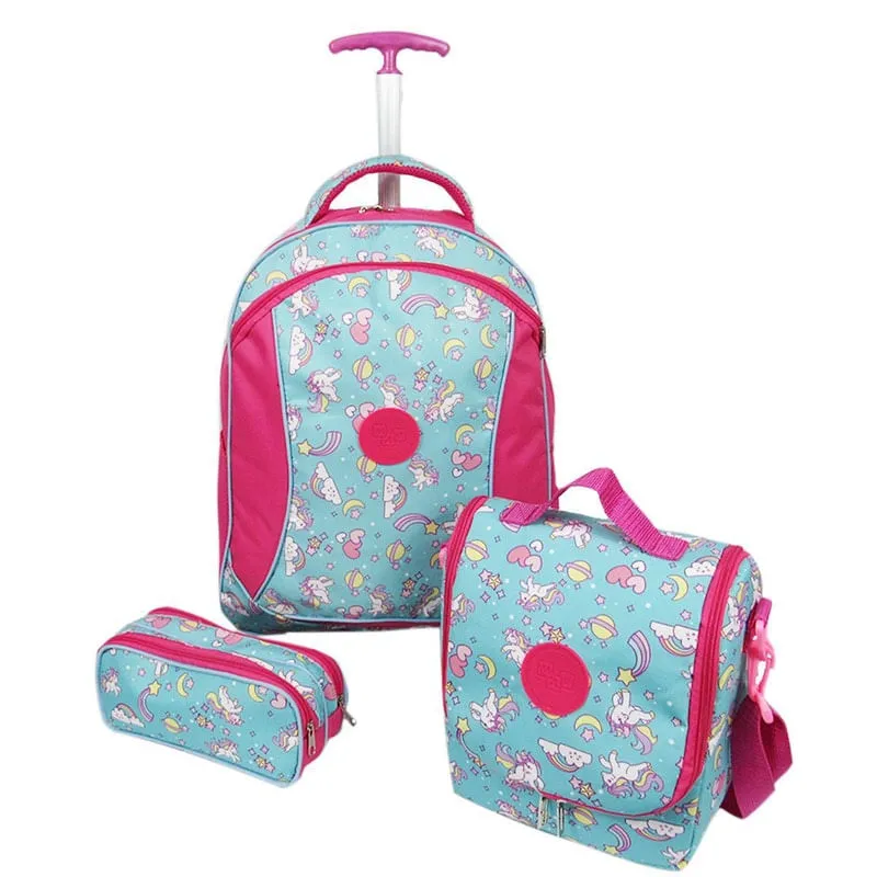 Kit Mochila Escolar Lancheira E Estojo Unicórnio