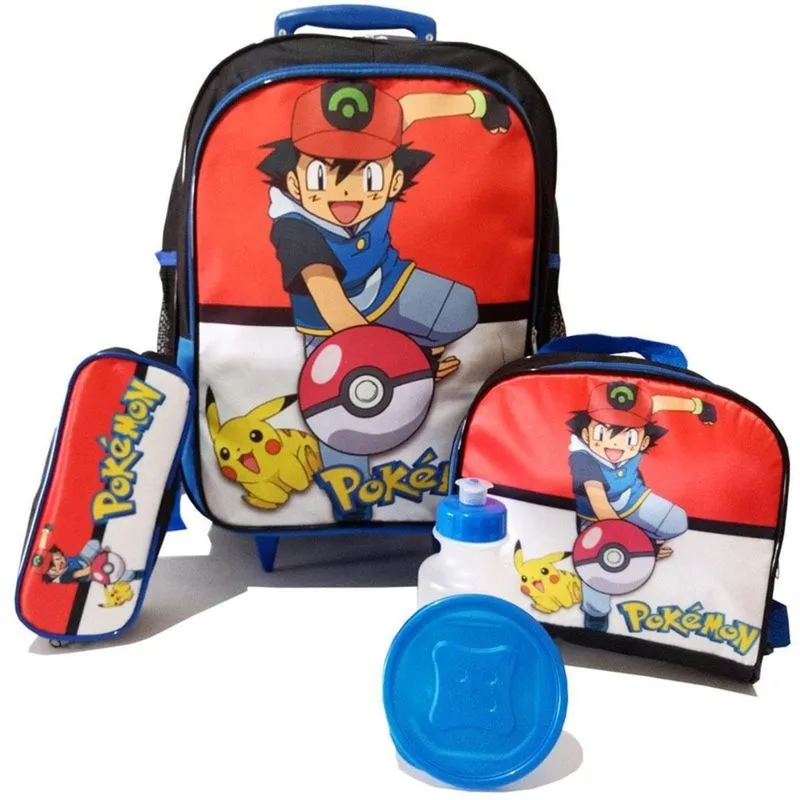 Kit Mochila Infantil Pokémon Pikachu Rodinhas Tam G