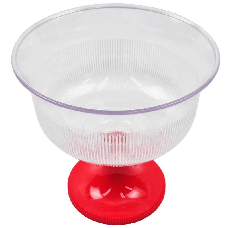 TACA SORVETE 490ML CRISTAL C/ BASE VERMELHA