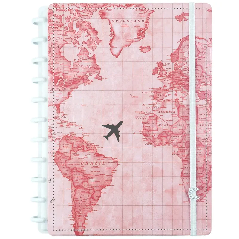 Caderno By Gocase Mapa Mundi Rosa Grande