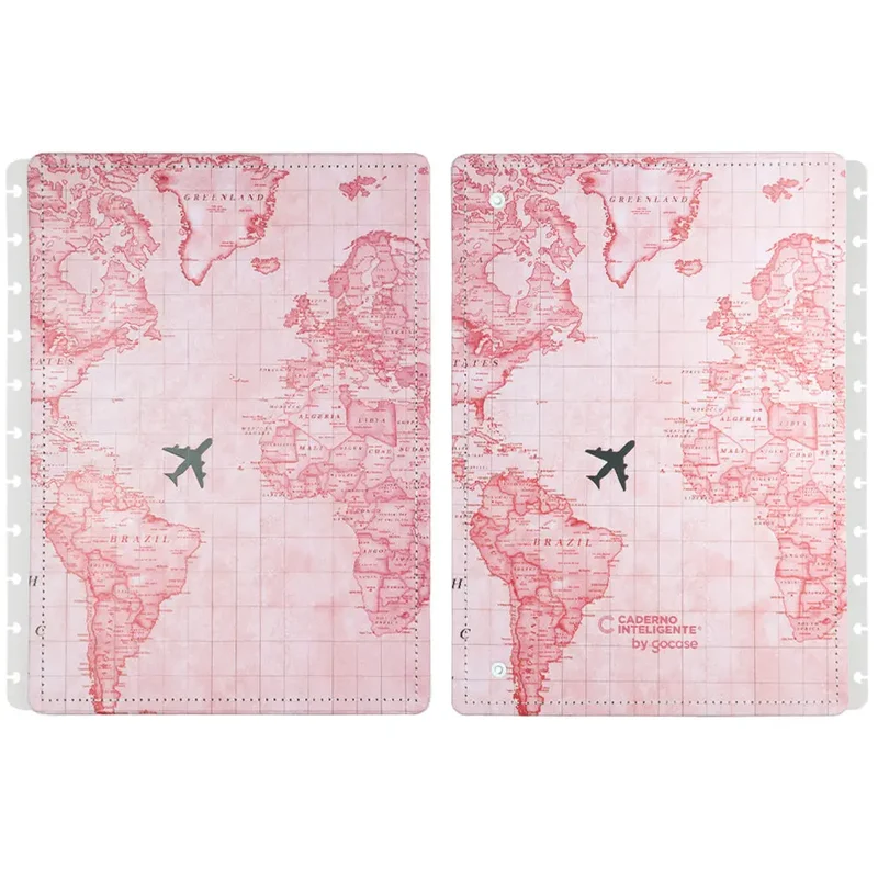 Capa e Contracapa By Gocase Mapa Mundi Rosa Grande