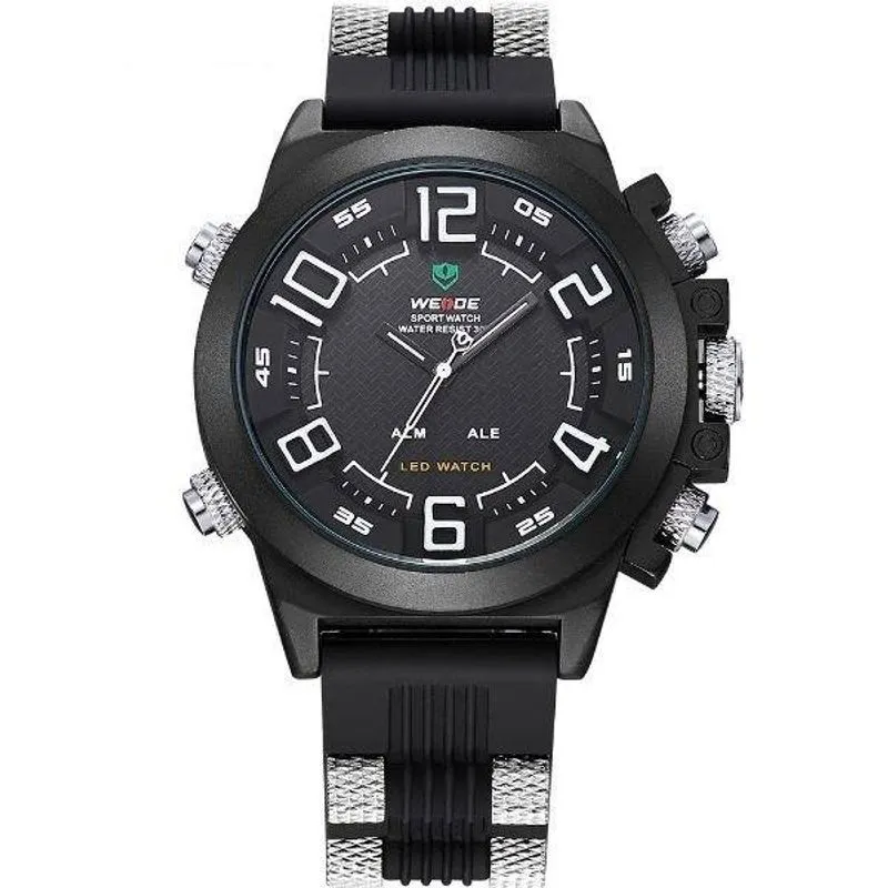 Relógio Masculino Weide Anadigi Wh-5202 - Preto, Prata E Branco