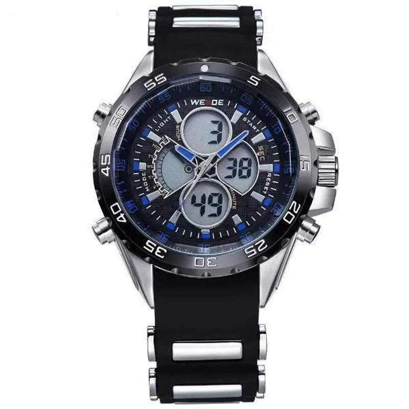 Relógio Masculino Weide Anadigi Wh-1103 - Preto E Azul