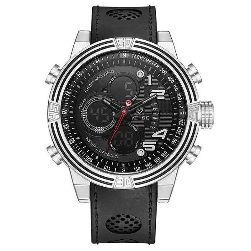 Relógio Masculino Weide Anadigi Wh-5209 - Preto E Prata