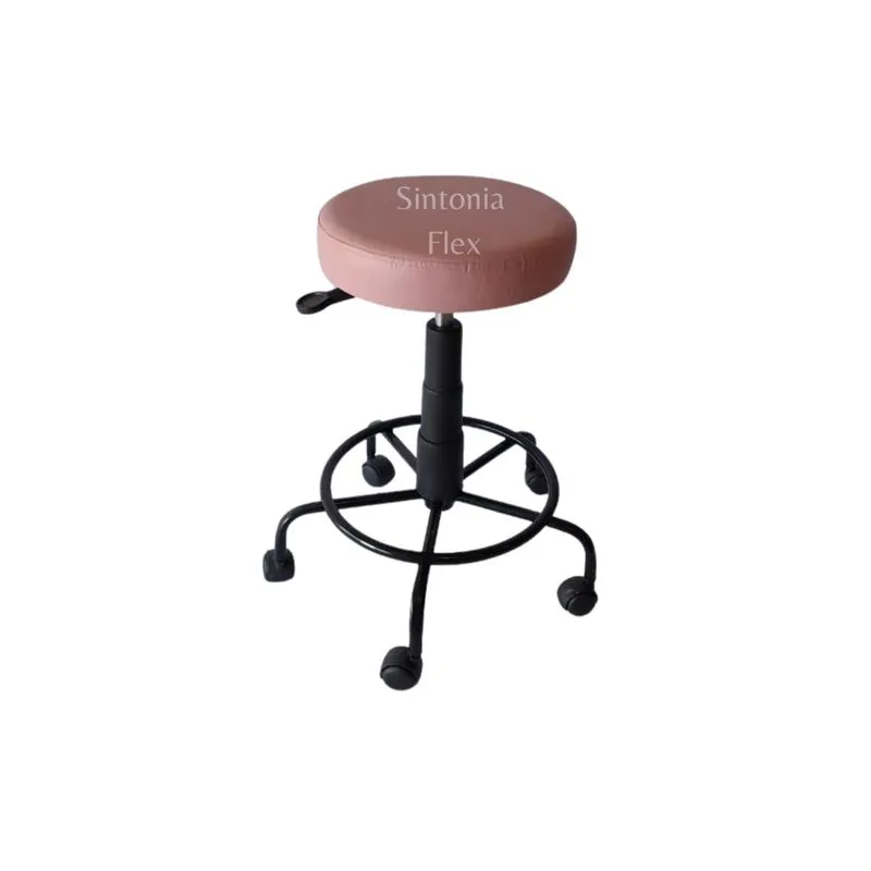Mocho Estética Base Ferro Apoio Pé Rodízio Corano Rosa Bebe