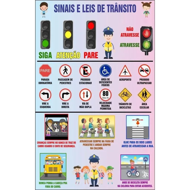 Banner Didático Educativo Sinais De Trânsito Placas