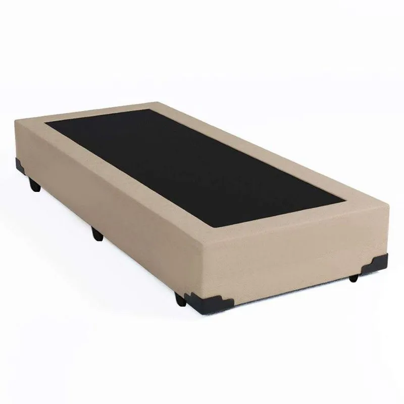 Base Box Blindado Solteiro Extremo Reforçado Homequeen Corino Bege 40x88x188