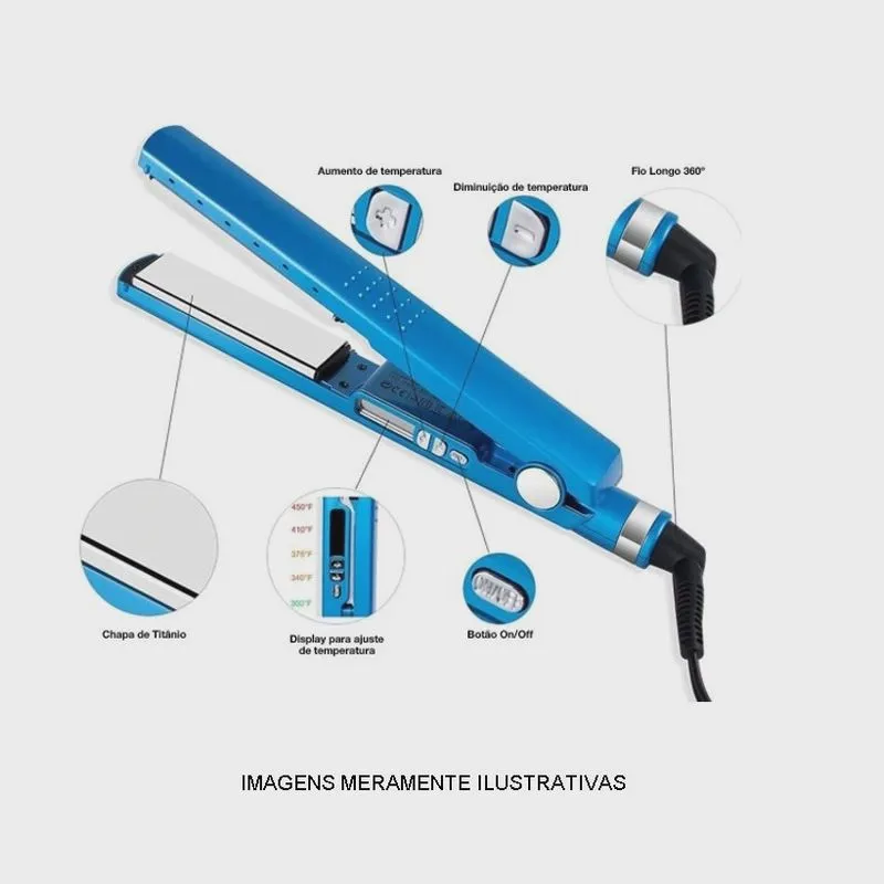 Prancha azul Cabelos Sem Quimica Bivolt