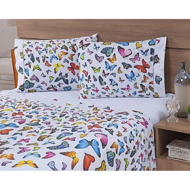 Jogo Lençol 4 Peças Cama Viúva 2,03Mx1,20Mx35Cm 100% Algodão