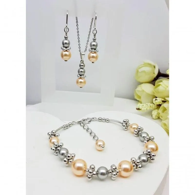 Swarovski Conjunto Colar , Pulseira E Brinco