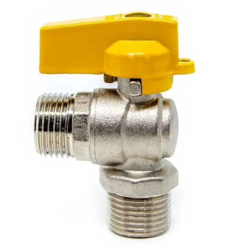 Registro Angular 90 De Gás Esfera 1/2 Npt Macho X Npt Macho