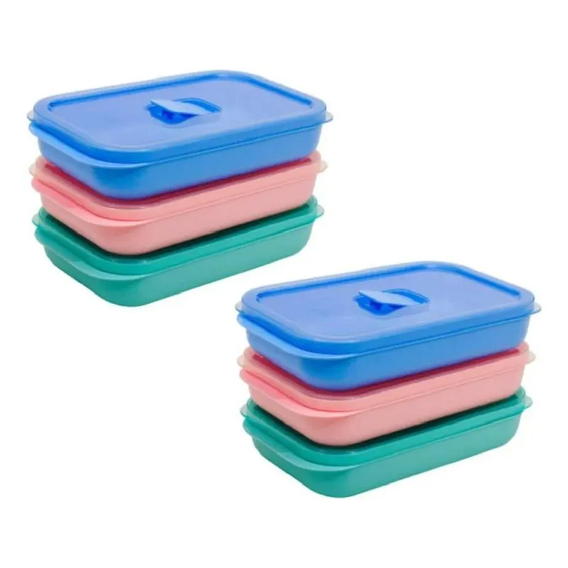 Jogo 6 Potes Herméticos 500ml Marmita Microondas Freezer Dup
