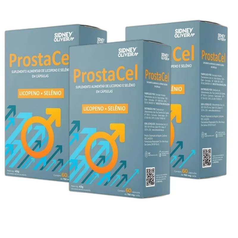 Kit 3 Prostacel Licopeno + Selenio Caixa 60 Kit 180 Cápsulas