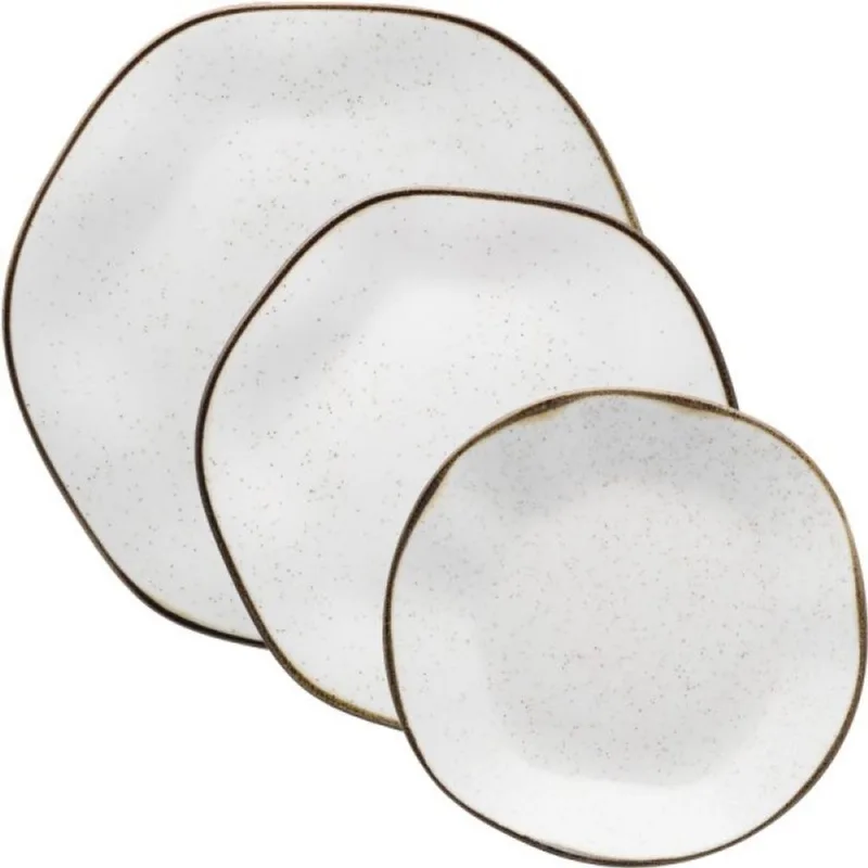 Kit Jogo Prato Raso Fundo Sobremesa 6 Pessoas 18Pçs Maresia