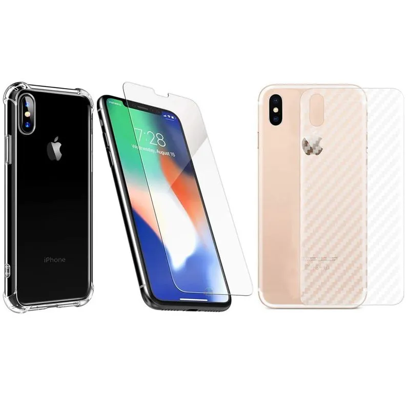 Capinha Antichoque e Película de Vidro e Traseira Iphone X
