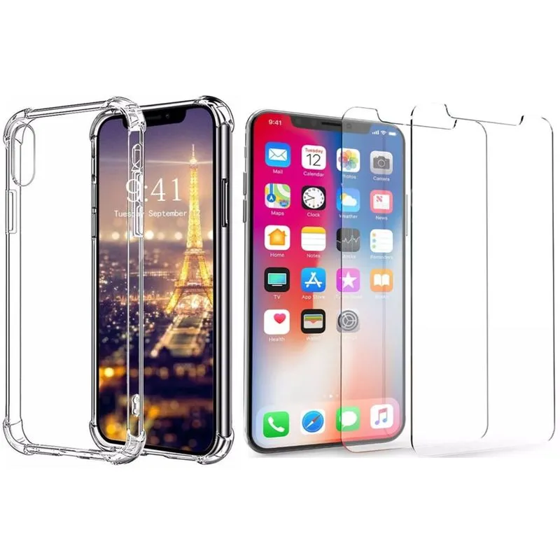 Capinha Silicone Antichoque e Película de Vidro Iphone X