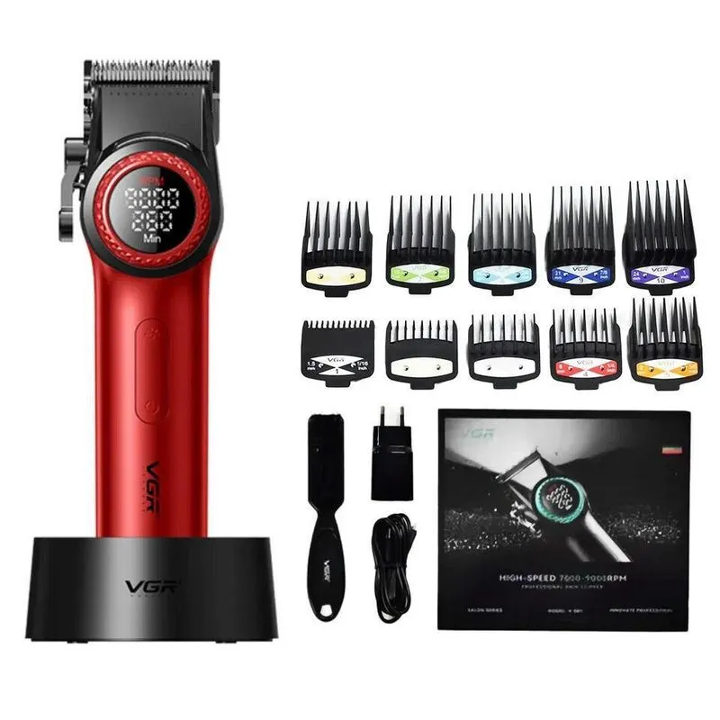 Máquina De Cortar Cabelo 9000Rpm Vgr-001 Bivolt Vermelho