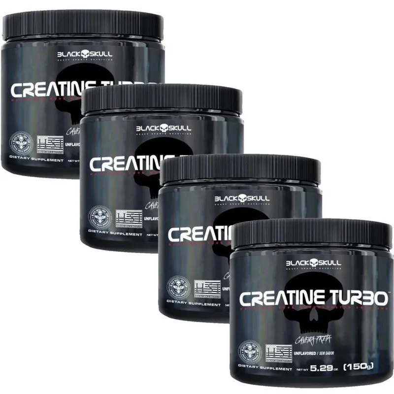 Combo 4x Creatina Creatine 150g Caveira Preta - Black Skull