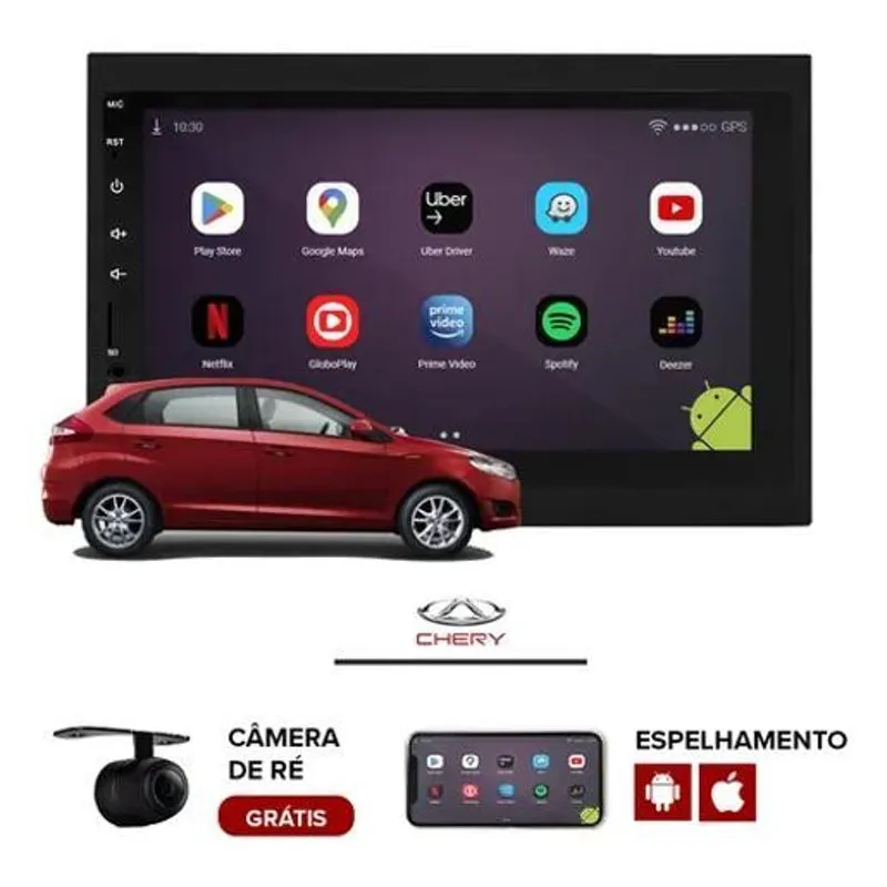 Central Multimídia Android Chery Celer Bluetooth Câmera Ré