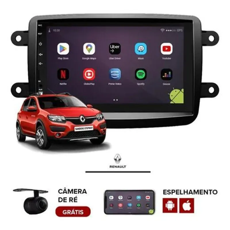 Central Multimídia Android Sandero Stepway 2018 2019 2020