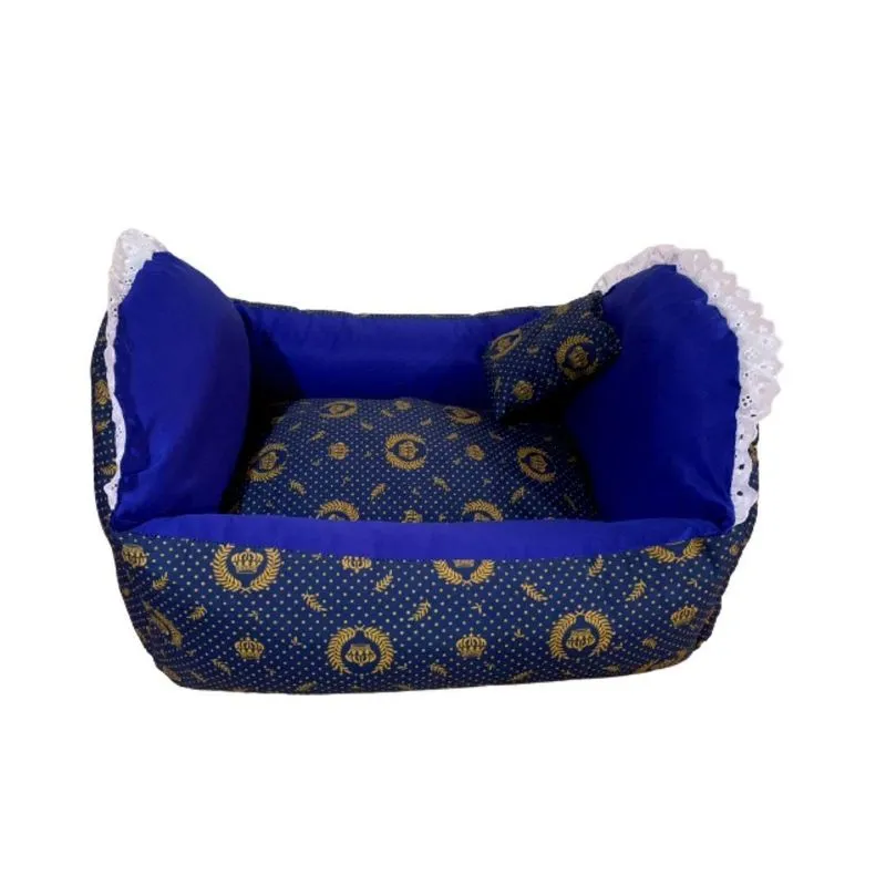 Cama Berço Com Travesseiro Para Cães E Gatos - Azul