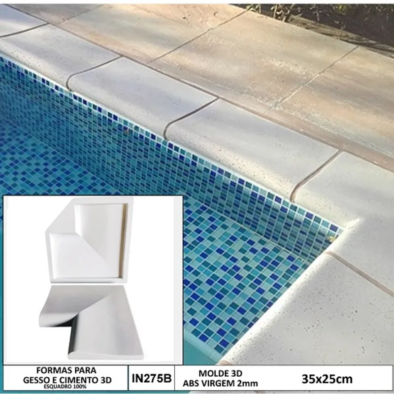 Forma 3d Para Canto de Piscina Peito De Pombo Canto L 36x25cm abs 2mm Molde Para Cimento/Concreto IN275B