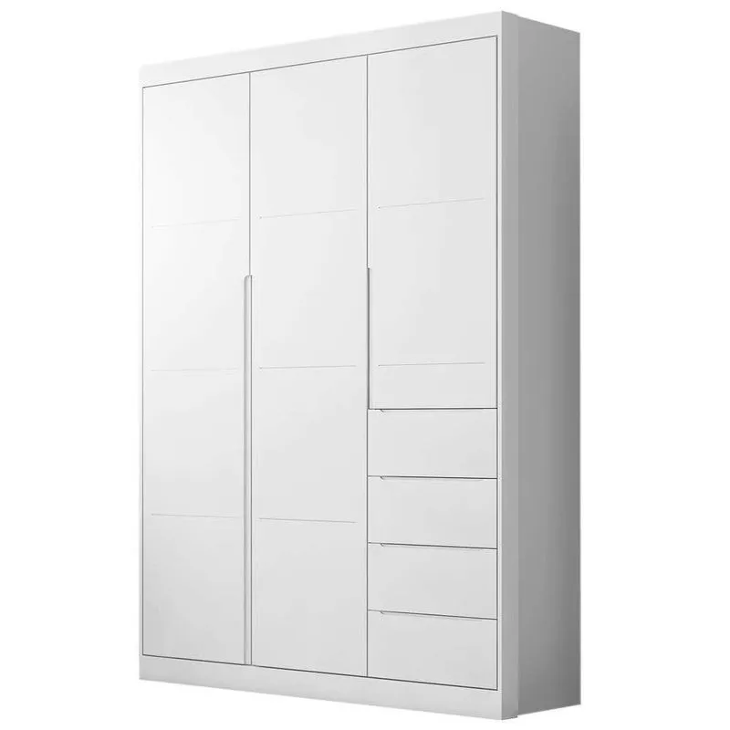 Roupeiro Infantil 3 Portas 4 Gavetas Eloá Branco Phoenix Baby