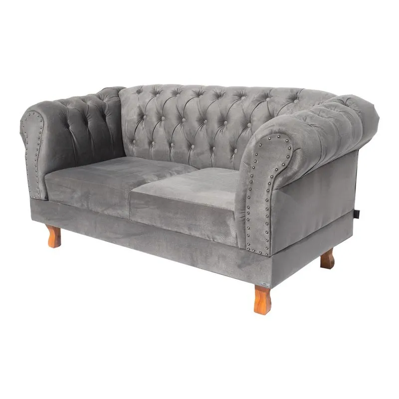 Sofá Namoradeira 2 Lugares Duque Capitonê Chesterfield Para Sala, Recepção, Barbearia