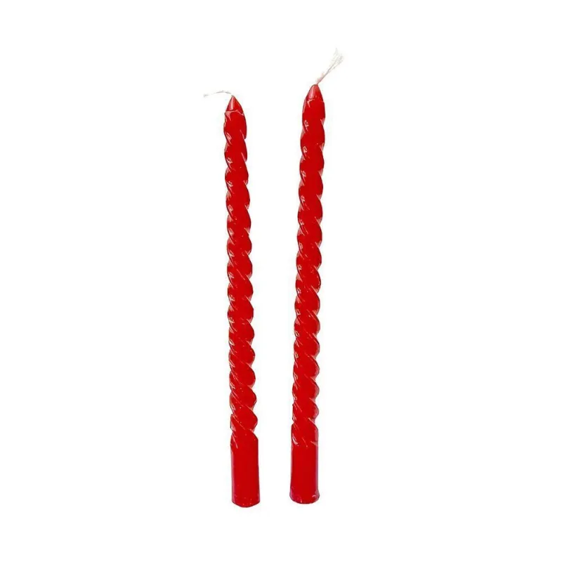 Kit 12 Vela Retorcida Natalina Enfeite Vermelho Festiva 20cm