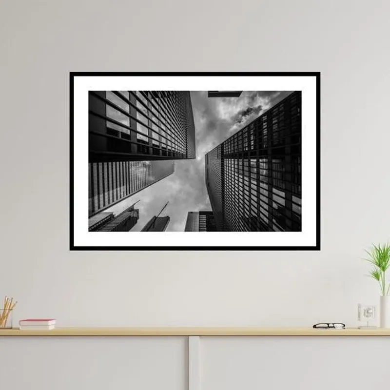 Quadro Fotografia Prédio Preto E Branco 33x24cm Com Vidro