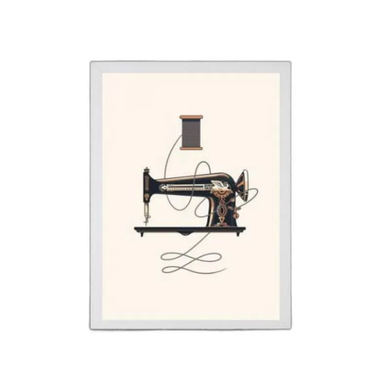 Quadro Vintage Máquina Costura 33X24Cm - Com Vidro